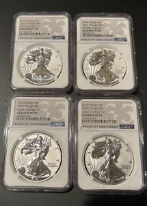2021 Silver Eagle Reverse Proof 2 Coin Set NGC 70 35th Anniversary Label
