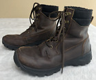 Lands End Sherpa Lined Men's Leather Size 8 B Boots Winter Snow