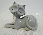 Ceramic Cat Figurine Gray Laying Down Cat Lovers