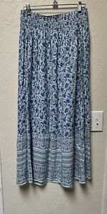 J.Jill Women's Maxi Skirt XS Multi-Color Patterned Pull On Comfort Elastic Waist