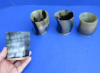 4 Piece Lot of Polished Cow/Buffalo Horn Cups with Wood Bottom #47957