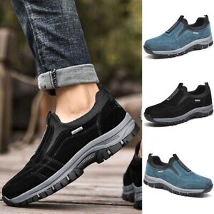 Mens Hiking Shoes Slip On Sneakers Outdoor Wide Width Comfort Walking Loafers