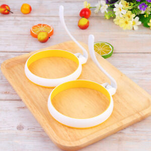 2 Pcs Cooking Mould Silicone Ring with Handle Egg Molds Omelet Pancakes