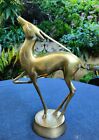Vtg MCM Solid Brass African Antelope Gazelle Impala Deer Sculpture Large 13.5