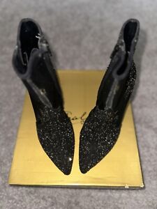 Black Shimmer Ankle Heels