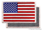AMERICAN FLAG EMBROIDERED PATCH WHITE BORDER USA US w/ VELCRO® Brand Fastener