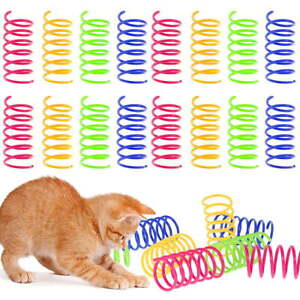 Colorful Springs Cat Kitty Toys 16pcs Cat Coil Toy Durable Plastic Spiral Spring