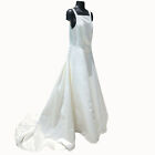 Michaelangelo Wedding Dress Womens S Ivory Taupe Sleeveless A-Line Gown w/Train