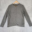 Eddie Bauer Vintage Cardigan Sweater Womens Size XL Cable Knit Gray Button Front