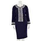 St. John Collection 2pc Pearl Studded Jacket & Skirt Suit in Navy/White sz 16
