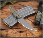 RMJ Tactical Unmei Knife Tungsten Nitro-V Blade Dirty Olive G-10 Handle w/Sheath