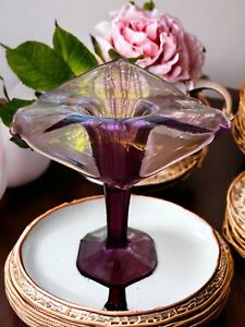 Elegant Jack in the Pulpit Purple Hand Blown Glass Amethyst Vase Vintage