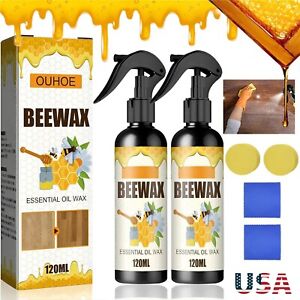 2Pcs Beeswax Spray Beeswax Spray Cleaner Natural Micro-Molecularized Beeswax USA