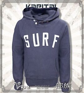 KAPITAL Men's Navy Blue Fleecy SURF 3-Button Japanese Made Hoodie Sweatshirt NWT