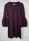 ELIZA J. Womens' Burgundy Long Sleeve Bell Sleeve Sweater Dress Size Medium