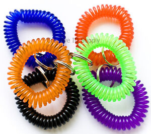 12 NEW SPIRAL WRIST COIL KEY CHAIN KEY RING HOLDER - 6 COLOR AVAILABLE FREE SHIP