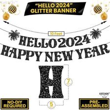 , Happy New Year Banner - 10 Feet, No DIY | Hello 2024 Banner for Happy New