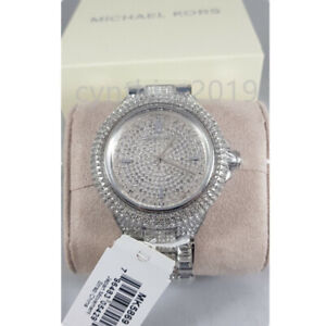 New Michael Kors MK5869 Camille Silver Crystal Pave Glitz Dial Women's Watch