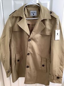 Vintage Playboy Mens Double-Breasted Mid Length Trench Coat NWT