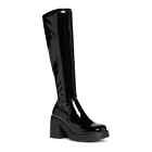 NIB Madden Girl LAX Women's Black Patent Knee-High Boots Size 5.5