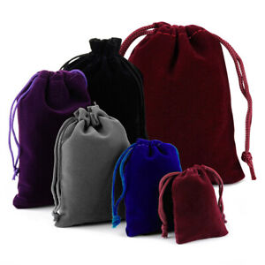 25-100 Velvet Drawstring Pouch Xmas Jewelry Baggie Ring Gift Bags Wedding Favors
