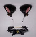 Lolita velvet Choker&Cat's ears hair hoop Bell Bow Vintage Ruffle mesh black