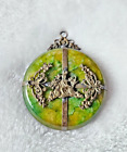 New ListingEstate Rare Vintage Chinese Butterfly Dragon Jade & Silver Chunky Pendant Jewel
