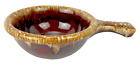 HULL Soup Bowl w/Handle Oven Proof Brown Drip Glaze Unmarked USA