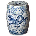 US Seller - Blue & White Porcelain Chinese Imperial Dragon Motif Garden Stool