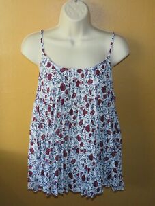 C est 1946 Womens Sleeveless Top Size LARGE Multicolor Floral Pleated Babydoll