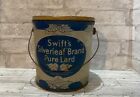 Vintage 8 Pound SWIFT'S SILVERLEAF Brand Pure LARD Tin/Pail/ Bucket w/Rusty Lid
