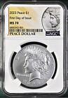 2023 p uncirculated peace silver dollar ngc ms 70 first day of issue   in hand