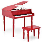 30-Key Classic Baby Grand Piano Toddler Toy Wood w/  Music Rack &Bench Red