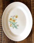 Vintage White Ironstone Oval Platter Transferware Daffodils Floral 13x10