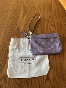 Coach Wristlet Wallet Purple Logo Signature Canvas  Zipper Strap