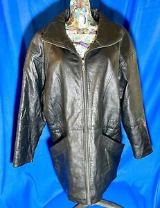 Vintage 100% Leather Jacket/Coat. Inside Drawstring, Deep Pockets. Size Large