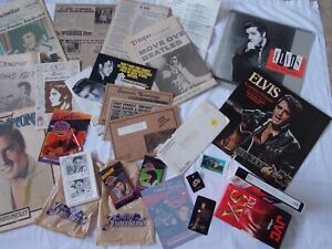 Elvis Presley News,calendars,cards,ticket, pin,VHS,etc.-was Hubby's