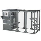 Wood Outdoor Cat House Condo Walk in Catio Enclosure for 2-3 Cats with Platforms