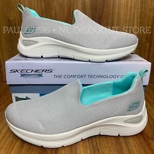 SKECHERS Women's Arch Comfort Slip On Athletic Shoes Sneaker ~ Gray