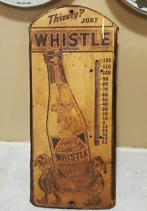 Vintage antique advertising thermometer .. WHISTLE ORANGE SODA .. Ice Cold rare