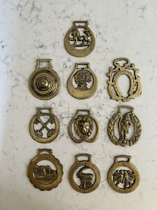 vintage brass horse bridle medallions