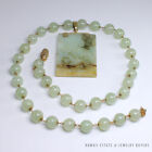 MINGS HAWAII 1950 GREEN JADE BEACH 14KY GOLD NECKLACE AND LARGE MOTTLED PENDANT