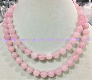 Natural 8mm 10mm 12mm Pink Rose Quartz Gemstone Round Beads Necklace 36'' AAA