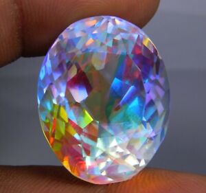 53.20 Ct Loose Gemstone Natural Rainbow Mystic Topaz Certified Oval Cut