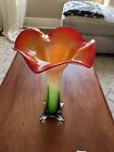 Vintage Exotic Art Glass Vase Tulip 14.5