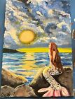 New Listing5x 7 Canvas  Panel Acrylic Painting of “Mermaid”  Original Artist- OOAK