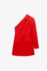 NWT - ZARA Women's Red Asymmetric Blazer Dress - Size Small