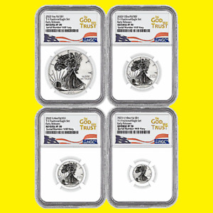 2023 T-1 Silver Eagle 4 coins Set Fractional NGC Reverse PF  70 Early Releases