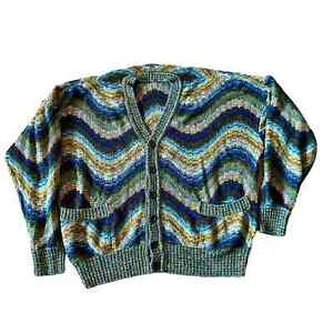 Vintage Missoni 90s Italian Hand Knit Cardigan Men's XL