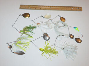 Lot of 7 Spinnerbaits Colorado Willow Chartreuse white yellow